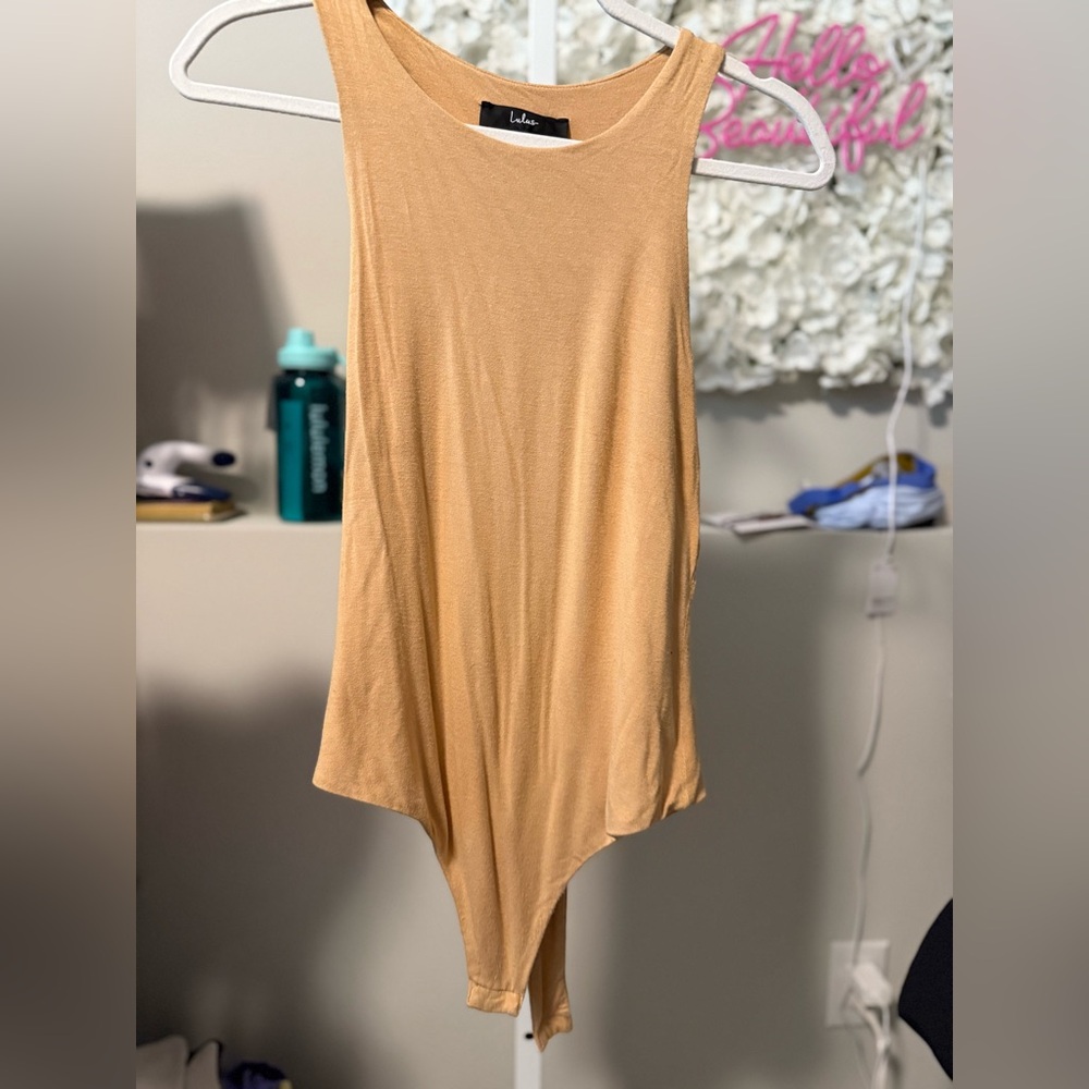 Lulu's Camel Sleeveless Bodysuit